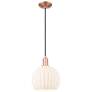 1_Arcadia White Venetian 10" Wide Antique Copper Cord Hung Mini Pendant