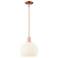 Arcadia White Venetian 10" Wide Antique Copper Stem Hung Mini Pendant