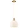 1_Arcadia White Venetian 10" Wide Brushed Brass Cord Hung Mini Pendant