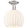 Arcadia White Venetian 10" Wide Brushed Satin Nickel Semi.Flush Mount