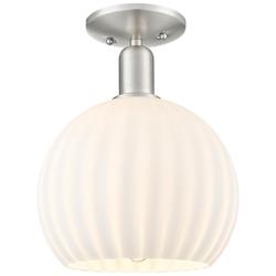 Arcadia White Venetian 10" Wide Brushed Satin Nickel Semi.Flush Mount
