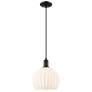 1_Arcadia White Venetian 10" Wide Matte Black Cord Hung Mini Pendant