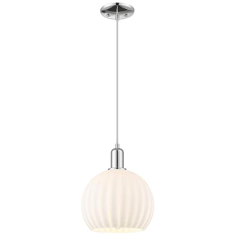 Image 1 Arcadia White Venetian 10" Wide Polished Chrome Cord Hung Mini Pendant