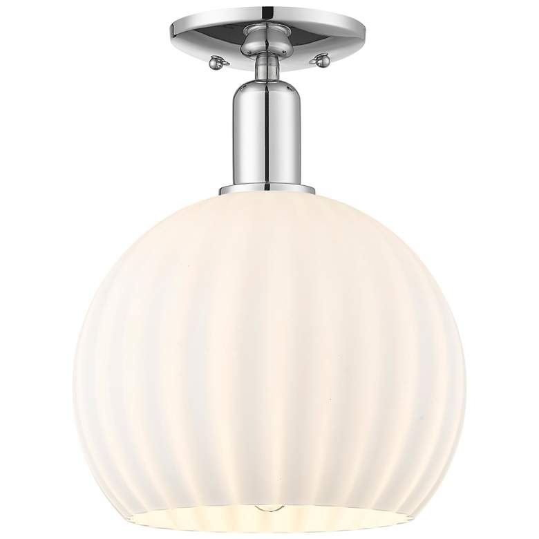 Image 1 Arcadia White Venetian 10" Wide Polished Chrome Semi.Flush Mount With