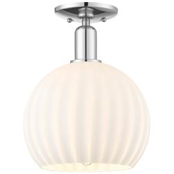 Arcadia White Venetian 10" Wide Polished Chrome Semi.Flush Mount With