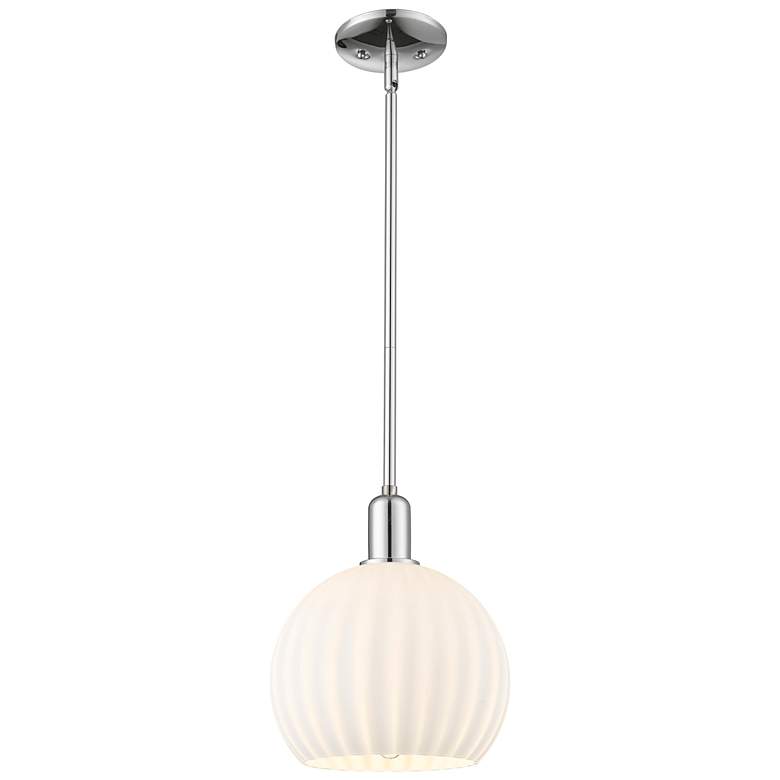 Image 1 Arcadia White Venetian 10" Wide Polished Chrome Stem Hung Mini Pendant