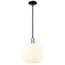 Arcadia White Venetian 12"W Black Antique Brass Stem Hung Mini Pendant