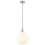 1_Arcadia White Venetian 12"W Brushed Nickel Stem Hung Mini Pendant