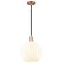 1_Arcadia White Venetian 12" Wide Antique Copper Cord Hung Mini Pendant