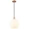 Arcadia White Venetian 12" Wide Antique Copper Cord Hung Mini Pendant
