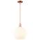 Arcadia White Venetian 12" Wide Antique Copper Stem Hung Mini Pendant