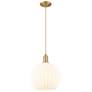 1_Arcadia White Venetian 12" Wide Brushed Brass Cord Hung Mini Pendant
