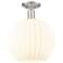 Arcadia White Venetian 12" Wide Brushed Satin Nickel Semi.Flush Mount
