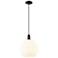 Arcadia White Venetian 12" Wide Matte Black Cord Hung Mini Pendant