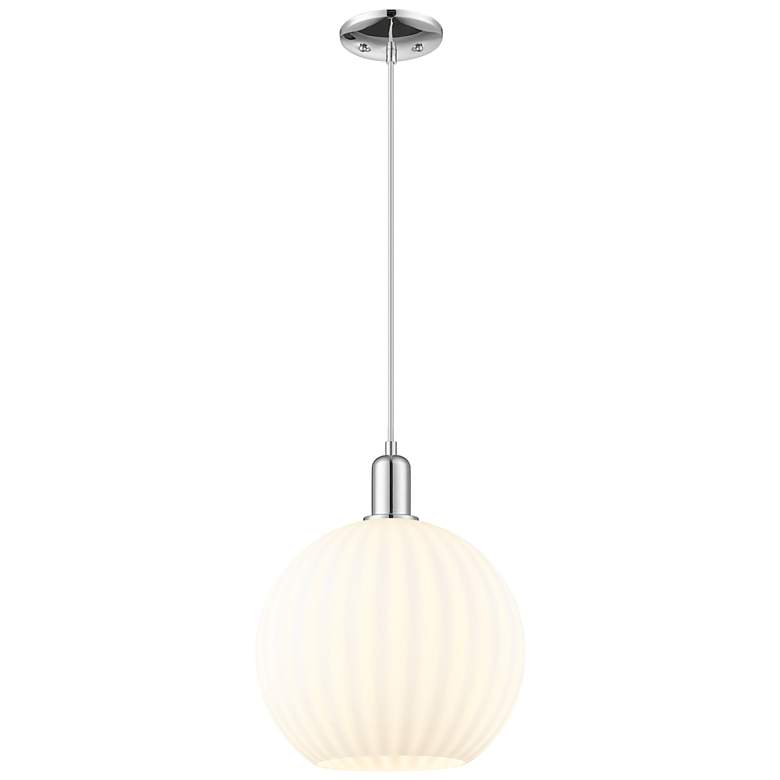 Image 1 Arcadia White Venetian 12" Wide Polished Chrome Cord Hung Mini Pendant