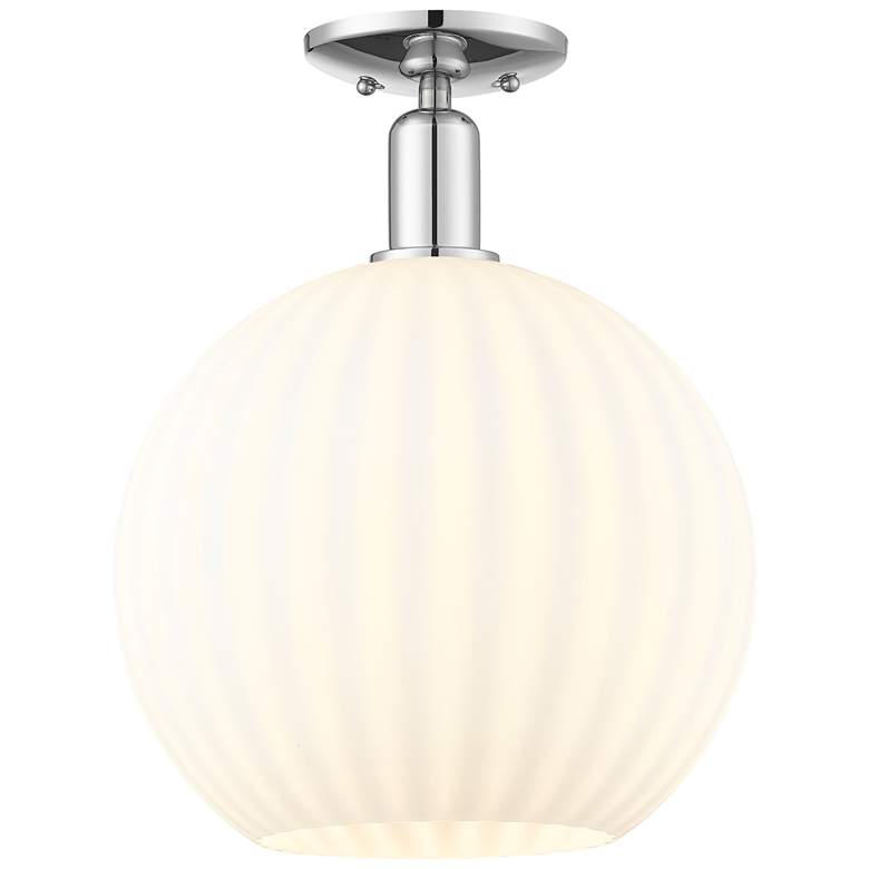 Image 1 Arcadia White Venetian 12" Wide Polished Chrome Semi.Flush Mount With