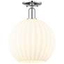 Arcadia White Venetian 12" Wide Polished Chrome Semi.Flush Mount With