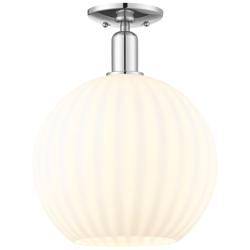 Arcadia White Venetian 12" Wide Polished Chrome Semi.Flush Mount With