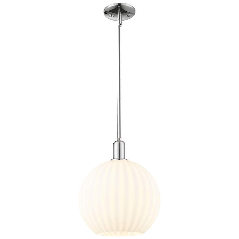 Image 1 Arcadia White Venetian 12" Wide Polished Chrome Stem Hung Mini Pendant