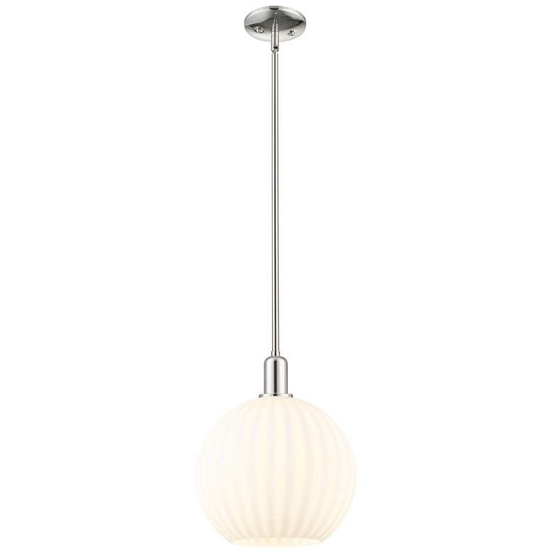 Image 1 Arcadia White Venetian 12" Wide Polished Nickel Stem Hung Mini Pendant