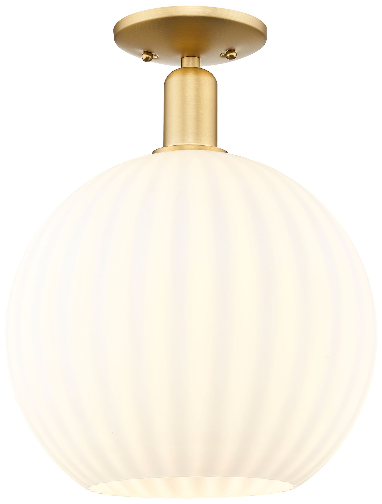 Arcadia White Venetian 12" Wide Satin Gold Semi.Flush Mount With