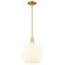 Arcadia White Venetian 12" Wide Satin Gold Stem Hung Mini Pendant