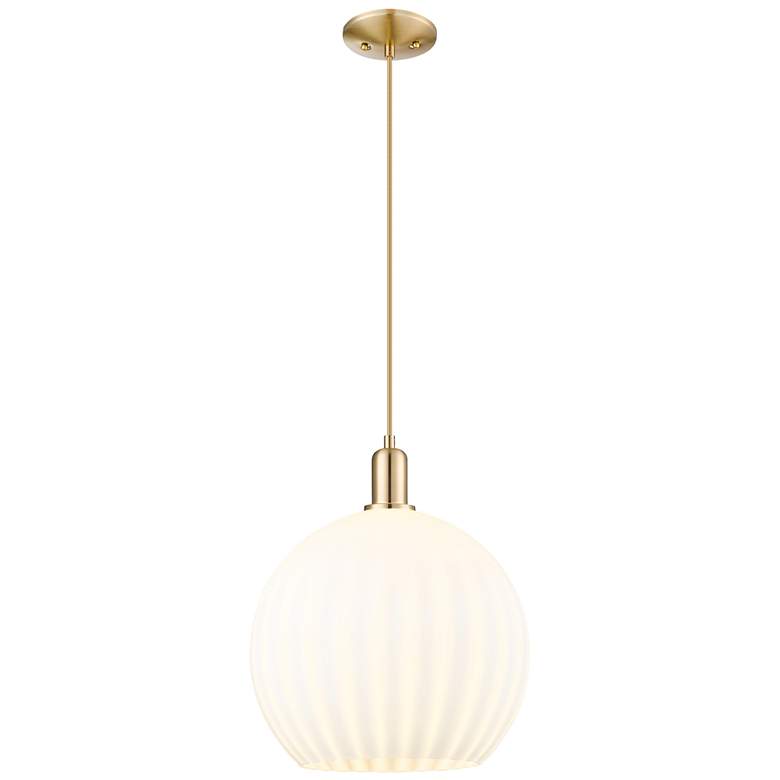 Image 1 Arcadia White Venetian 14"W Champagne Bronze Cord Hung Mini Pendant