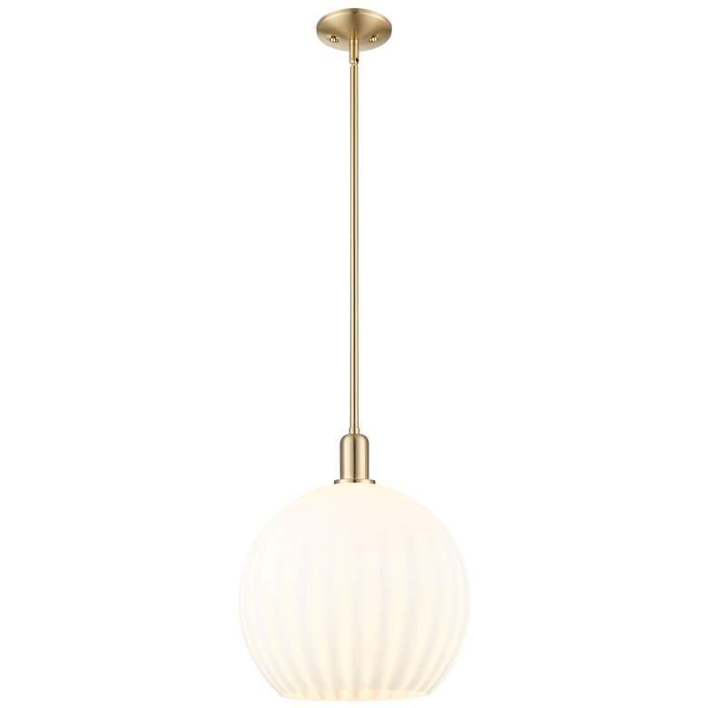 Image 1 Arcadia White Venetian 14"W Champagne Bronze Stem Hung Mini Pendant