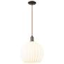 Arcadia White Venetian 14"W Oil Rubbed Bronze Cord Hung Mini Pendant