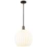 Arcadia White Venetian 14"W Oil Rubbed Bronze Stem Hung Mini Pendant