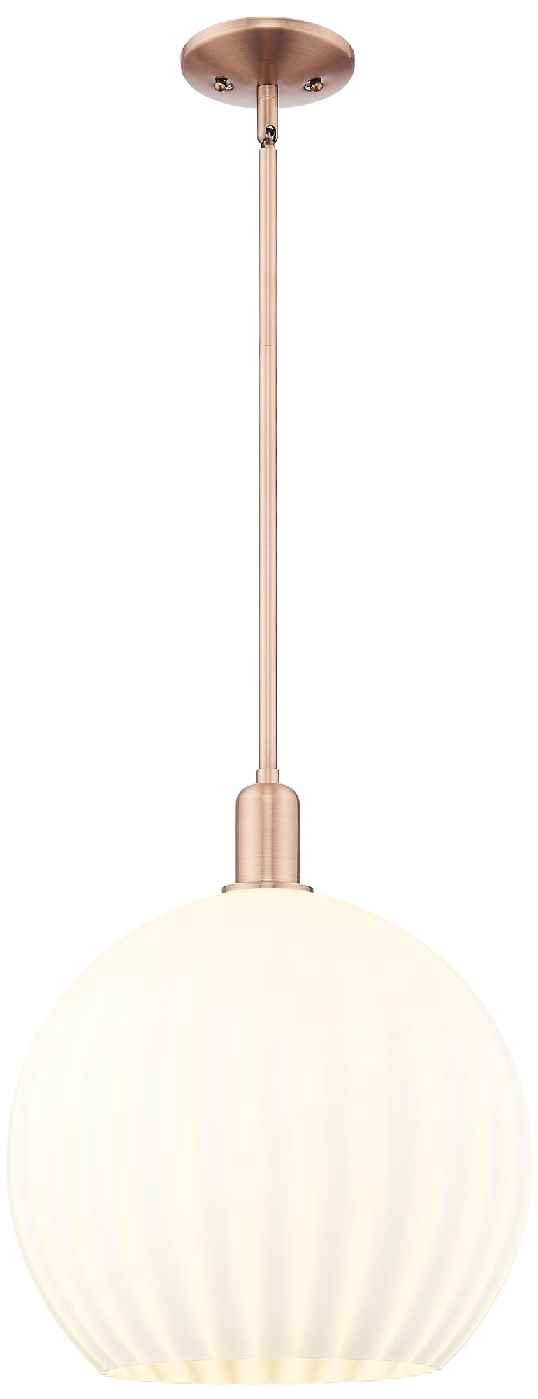 Arcadia White Venetian 14" Wide Antique Copper Stem Hung Mini Pendant