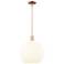 Arcadia White Venetian 14" Wide Antique Copper Stem Hung Mini Pendant