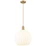 1_Arcadia White Venetian 14" Wide Brushed Brass Cord Hung Mini Pendant