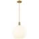 Arcadia White Venetian 14" Wide Brushed Brass Cord Hung Mini Pendant