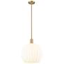 Arcadia White Venetian 14" Wide Brushed Brass Stem Hung Mini Pendant