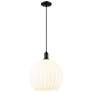 1_Arcadia White Venetian 14" Wide Matte Black Cord Hung Mini Pendant