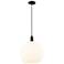 Arcadia White Venetian 14" Wide Matte Black Cord Hung Mini Pendant