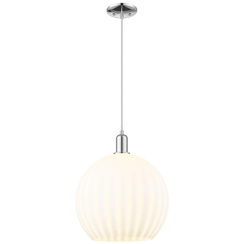 Image 1 Arcadia White Venetian 14" Wide Polished Chrome Cord Hung Mini Pendant