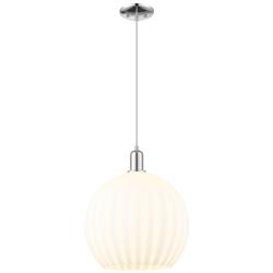Arcadia White Venetian 14" Wide Polished Chrome Cord Hung Mini Pendant