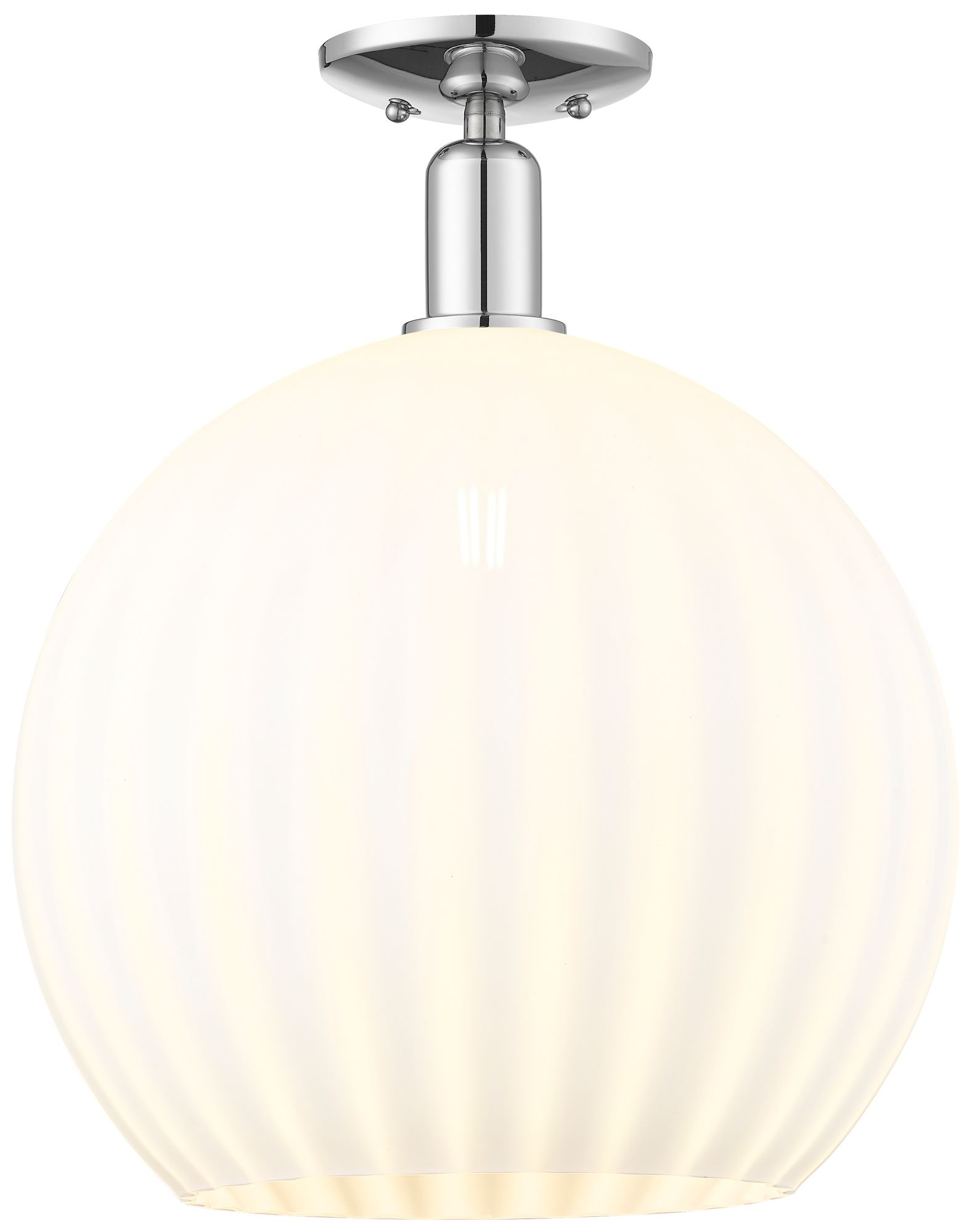 Arcadia White Venetian 14" Wide Polished Chrome Semi.Flush Mount With