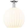 Arcadia White Venetian 14" Wide Polished Chrome Semi.Flush Mount With