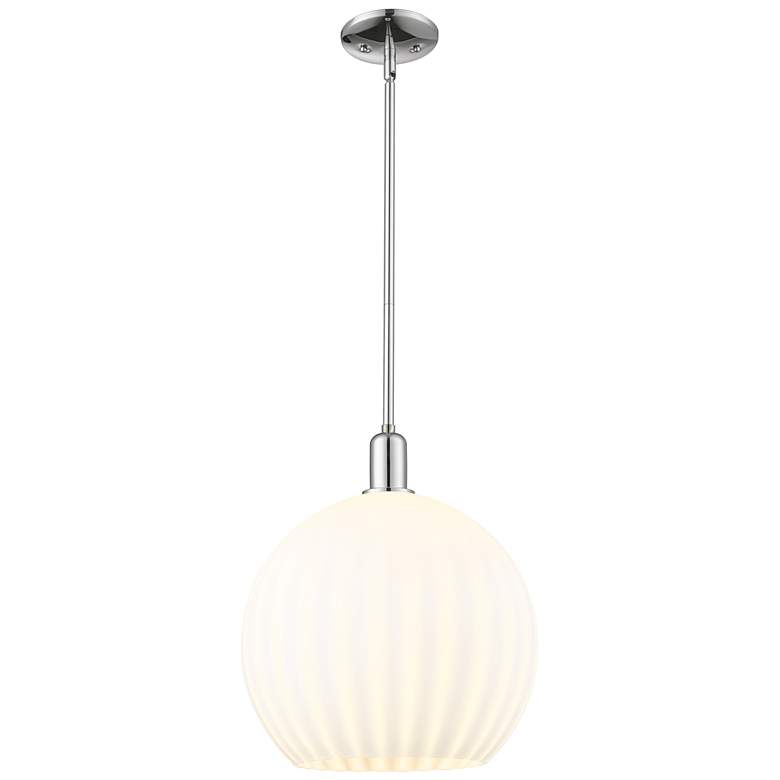Image 1 Arcadia White Venetian 14" Wide Polished Chrome Stem Hung Mini Pendant