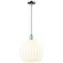 Arcadia White Venetian 14" Wide Polished Chrome Stem Hung Mini Pendant