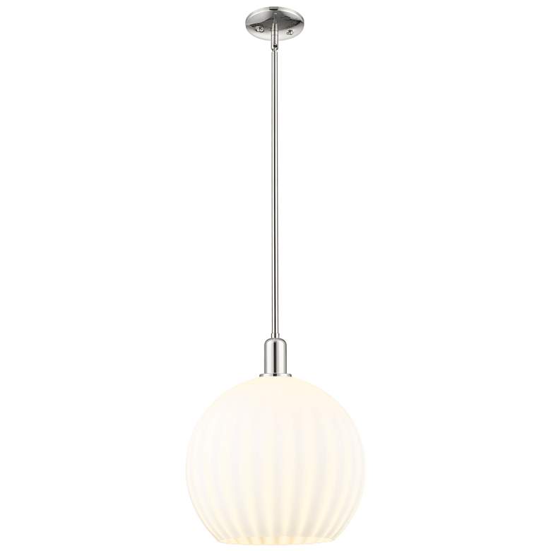 Image 1 Arcadia White Venetian 14" Wide Polished Nickel Stem Hung Mini Pendant