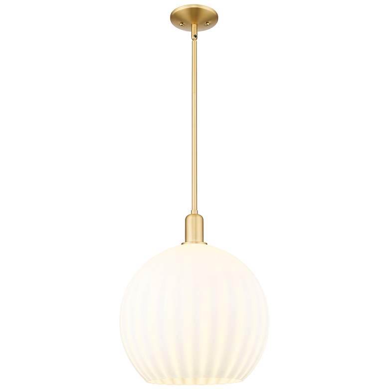 Image 1 Arcadia White Venetian 14" Wide Satin Gold Stem Hung Mini Pendant