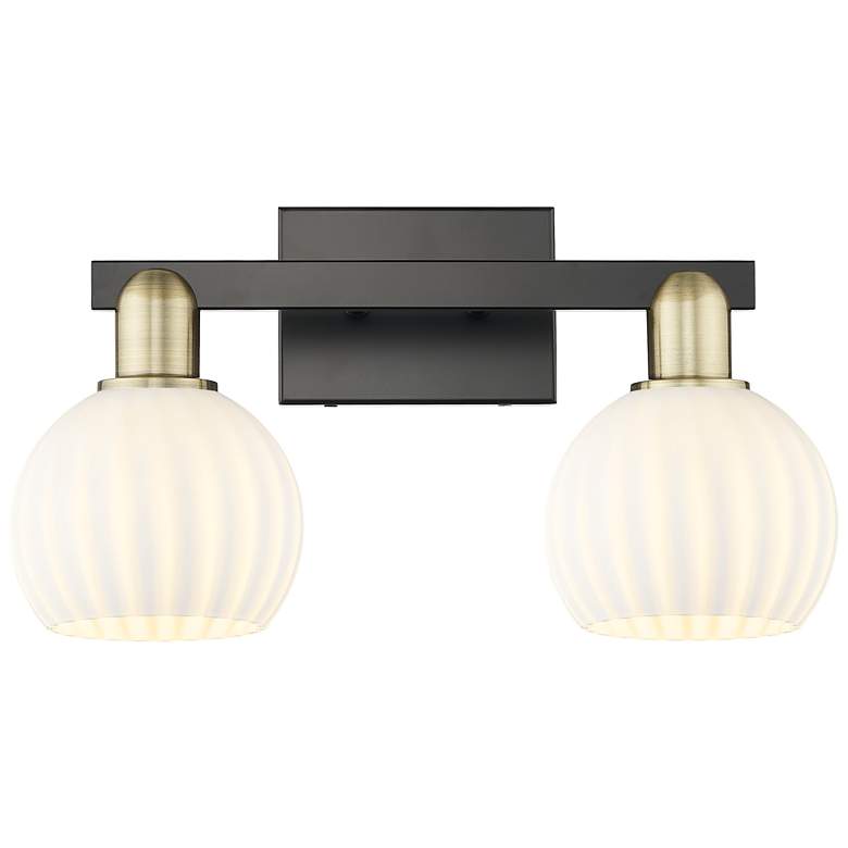 Image 1 Arcadia White Venetian 17"W 2 Light Black Antique Brass Vanity Light