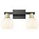 Arcadia White Venetian 17"W 2 Light Black Antique Brass Vanity Light