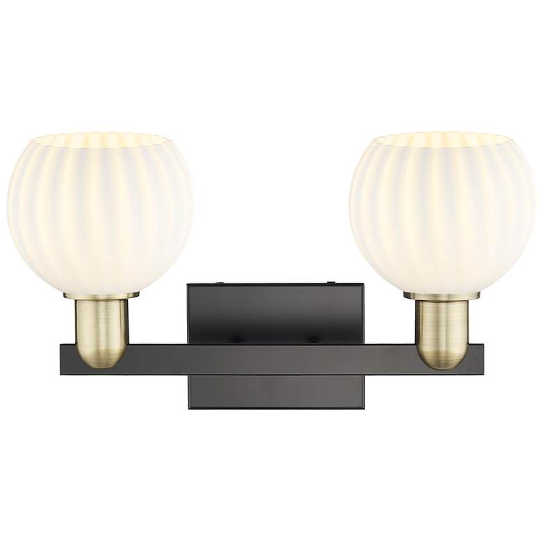 Image 2 Arcadia White Venetian 17"W 2 Light Black Antique Brass Vanity Light more views