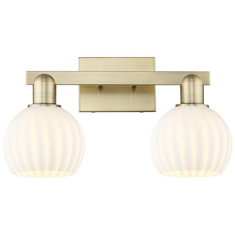 Image 1 Arcadia White Venetian 17" Wide 2 Light Antique Brass Vanity Light