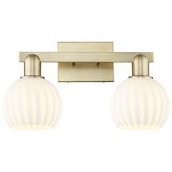 Arcadia White Venetian 17" Wide 2 Light Antique Brass Vanity Light
